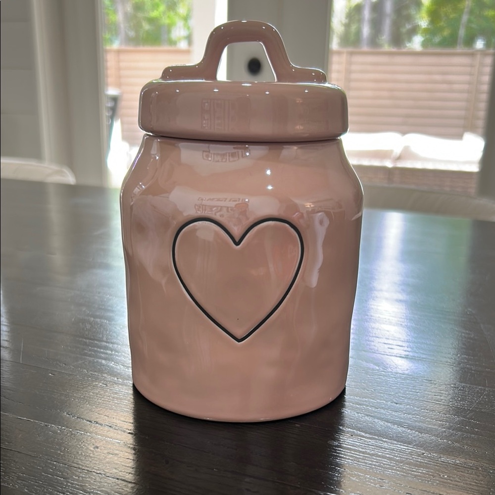 Rae Dunn Pink Heart Ceramic Jar